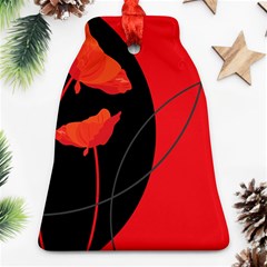 Flower Floral Red Black Sakura Line Bell Ornament (two Sides) by Mariart