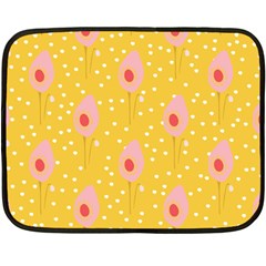 Flower Floral Tulip Leaf Pink Yellow Polka Sot Spot Fleece Blanket (mini) by Mariart