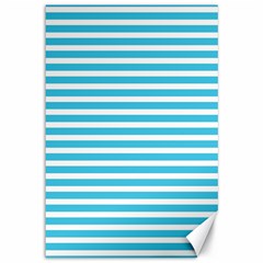 Horizontal Stripes Blue Canvas 12  X 18   by Mariart