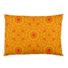 Solar Mandala  Orange Rangoli  Pillow Case by bunart