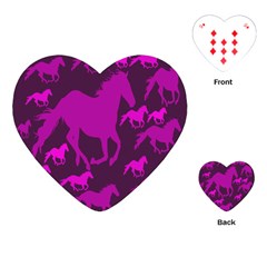 Pink Horses Horse Animals Pattern Colorful Colors Playing Cards (heart)  by Simbadda