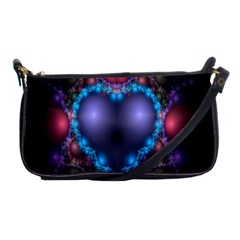 Blue Heart Fractal Image With Help From A Script Shoulder Clutch Bags by Simbadda