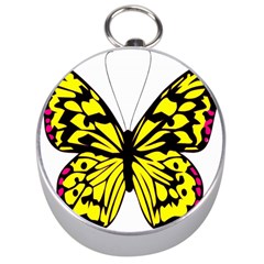 Yellow A Colorful Butterfly Image Silver Compasses by Simbadda