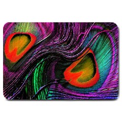 Peacock Feather Rainbow Large Doormat  by Simbadda