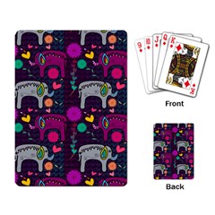 Colorful Elephants Love Background Playing Card by Simbadda