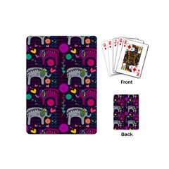 Colorful Elephants Love Background Playing Cards (mini)  by Simbadda