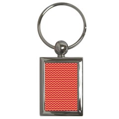 Chevron Wave Red Orange Key Chains (rectangle)  by Mariart