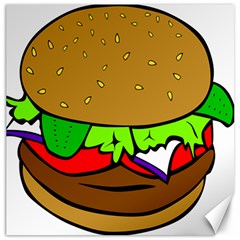 Fast Food Lunch Dinner Hamburger Cheese Vegetables Bread Canvas 16  X 16   by Mariart