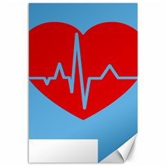 Heartbeat Health Heart Sign Red Blue Canvas 12  X 18   by Mariart