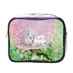 Wonderful Unicorn With Foal On A Mushroom Mini Toiletries Bags by FantasyWorld7