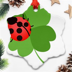 Insect Flower Floral Animals Green Red Ornament (snowflake) by Mariart