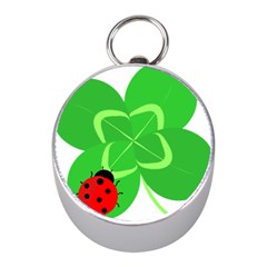 Insect Flower Floral Animals Green Red Line Mini Silver Compasses by Mariart