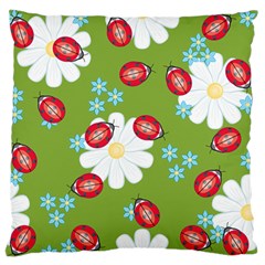 Insect Flower Floral Animals Star Green Red Sunflower Large Flano Cushion Case (two Sides) by Mariart