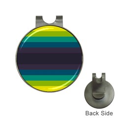 Neon Stripes Line Horizon Color Rainbow Yellow Blue Purple Black Hat Clips With Golf Markers by Mariart