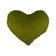 Royal Green Vintage Seamless Flower Floral Standard 16  Premium Heart Shape Cushions by Mariart