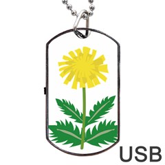 Sunflower Floral Flower Yellow Green Dog Tag Usb Flash (one Side) by Mariart