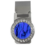 Blue Velvet Ribbon Background Money Clips (CZ)  Front