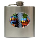 Diamond Abstract Background Background Of Diamonds In Colors Of Orange Yellow Green Blue And More Hip Flask (6 oz) Front