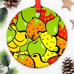 Digitally Created Funky Fruit Wallpaper Ornament (Round) Front