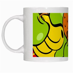 Digitally Created Funky Fruit Wallpaper White Mugs by Nexatart