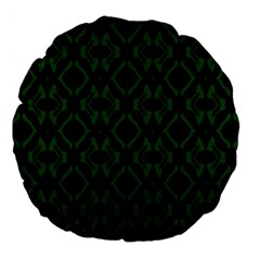 Green Black Pattern Abstract Large 18  Premium Round Cushions by Nexatart