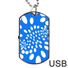 Circles Polka Dot Blue White Dog Tag Usb Flash (one Side) by Mariart