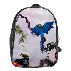 Wonderful Blue Parrot In A Fantasy World School Bags(large)  by FantasyWorld7