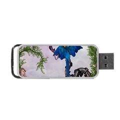 Wonderful Blue Parrot In A Fantasy World Portable Usb Flash (two Sides) by FantasyWorld7