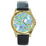 Cute Easter pattern Round Gold Metal Watch Front