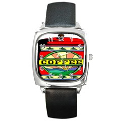 Coffee Tin A Classic Illustration Square Metal Watch by Nexatart