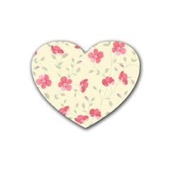 Seamless Flower Pattern Heart Coaster (4 Pack)  by TastefulDesigns