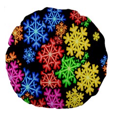 Colourful Snowflake Wallpaper Pattern Large 18  Premium Round Cushions by Nexatart