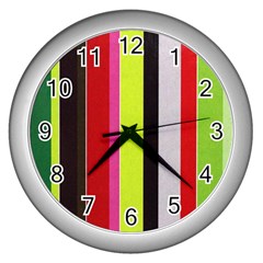 Stripe Background Wall Clocks (silver)  by Nexatart