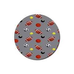 Balltiled Grey Ball Tennis Football Basketball Billiards Rubber Coaster (round)  by Mariart