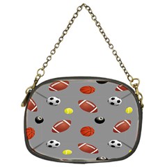 Balltiled Grey Ball Tennis Football Basketball Billiards Chain Purses (one Side)  by Mariart