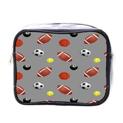 Balltiled Grey Ball Tennis Football Basketball Billiards Mini Toiletries Bags by Mariart