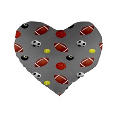 Balltiled Grey Ball Tennis Football Basketball Billiards Standard 16  Premium Heart Shape Cushions by Mariart