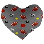 Balltiled Grey Ball Tennis Football Basketball Billiards Large 19  Premium Heart Shape Cushions Front