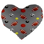 Balltiled Grey Ball Tennis Football Basketball Billiards Large 19  Premium Heart Shape Cushions Back