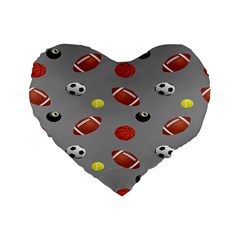 Balltiled Grey Ball Tennis Football Basketball Billiards Standard 16  Premium Flano Heart Shape Cushions by Mariart