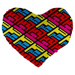 Color Red Yellow Blue Graffiti Large 19  Premium Flano Heart Shape Cushions by Mariart