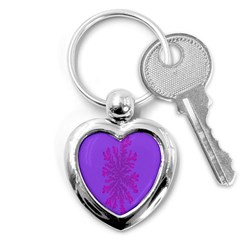 Dendron Diffusion Aggregation Flower Floral Leaf Red Purple Key Chains (heart)  by Mariart