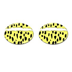 Leopard Polka Dot Yellow Black Cufflinks (oval) by Mariart