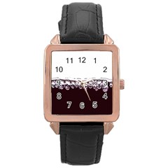 Bubbles In Red Wine Rose Gold Leather Watch  by Nexatart