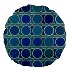 Circles Abstract Blue Pattern Large 18  Premium Round Cushions by Nexatart