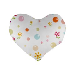 Flower Floral Star Balloon Bubble Standard 16  Premium Heart Shape Cushions by Mariart