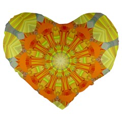 Sunshine Sunny Sun Abstract Yellow Large 19  Premium Flano Heart Shape Cushions by Nexatart