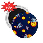 Rocket Ufo Moon Star Space Planet Blue Circle 2.25  Magnets (10 pack)  Front