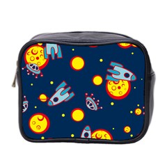 Rocket Ufo Moon Star Space Planet Blue Circle Mini Toiletries Bag 2-side by Mariart