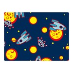 Rocket Ufo Moon Star Space Planet Blue Circle Double Sided Flano Blanket (Mini)  35 x27  Blanket Front